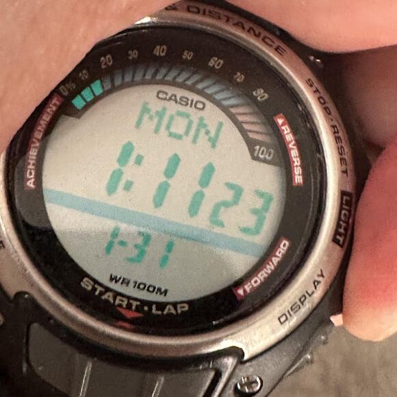 Casio Watch Mens 44mm Digital Lap Memory 100 World Time RFT-100 New Battery - Picture 8 of 10